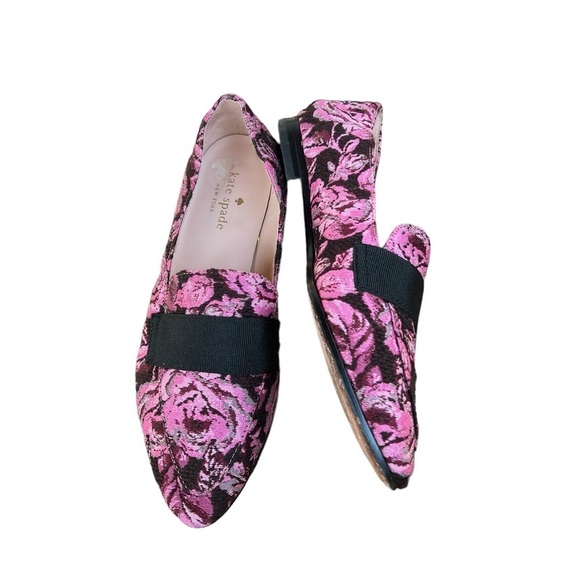 Kate Spade Corina Floral Brocade Loafers Pink Roses Size 6M - Picture 6 of 13
